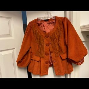 Beautiful accent jacket. Bunny fur and polyester